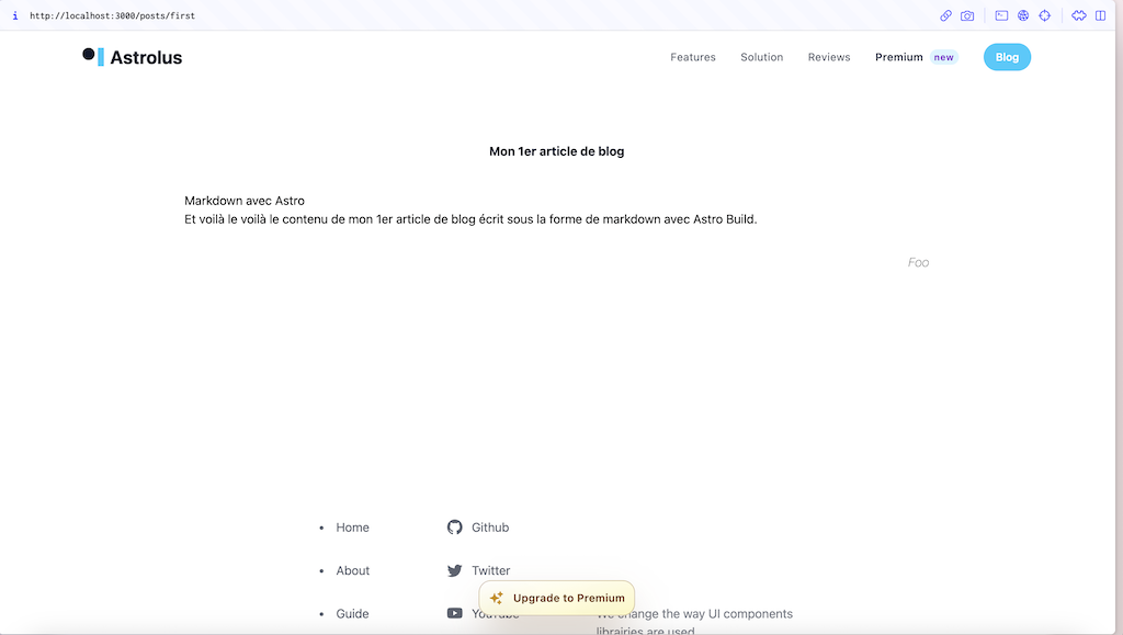 Premier article de blog