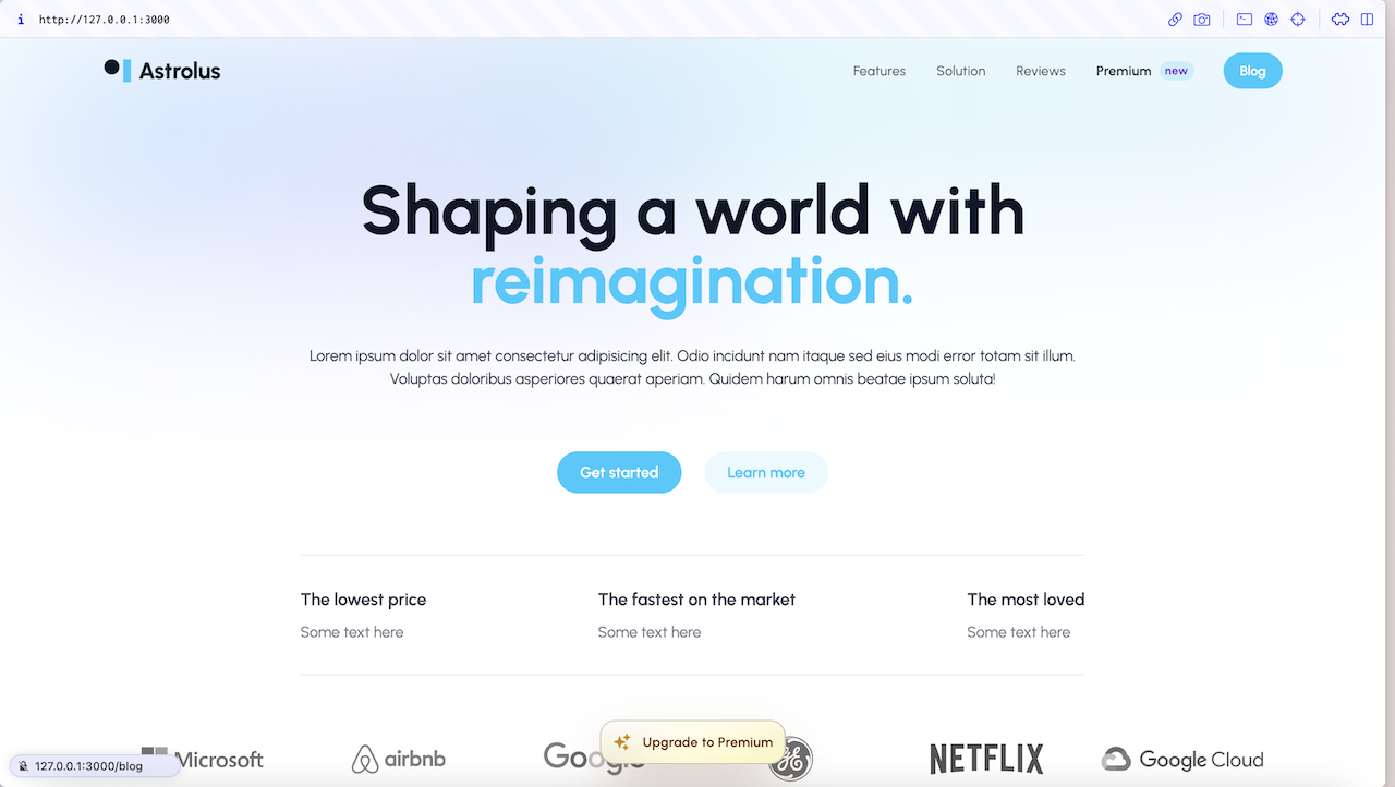 Astrolus with blog button